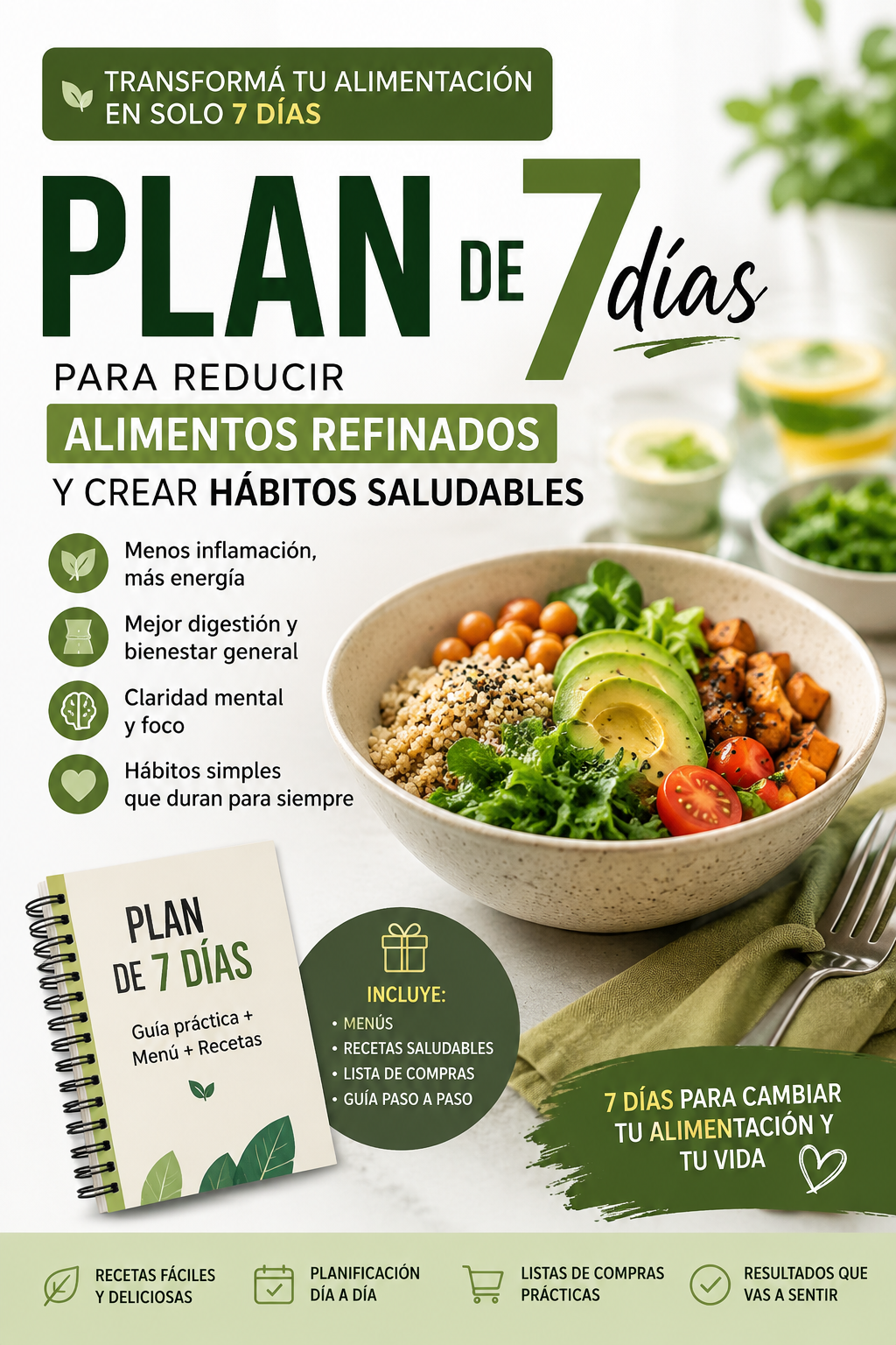 PLAN DE 7 DÍAS PARA REDUCIR ALIMENTOS REFINADOS